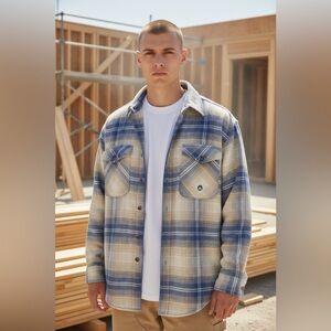 Vintage First Down Reversible Fleece Shirt Jacket Outdoor Workwear Men’s XL 90s